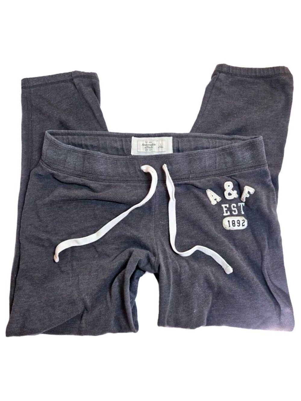 Y2K Abercrombie & Fitch Applique Logo Drawstring Sweatpants Charcoal Gray L